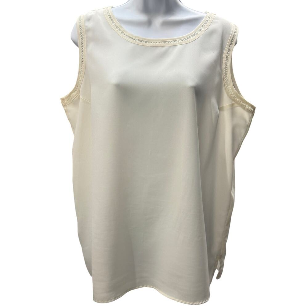 Karen Scott Women's White Tank Top Size XL Camisole cutout Sleeveless blouse